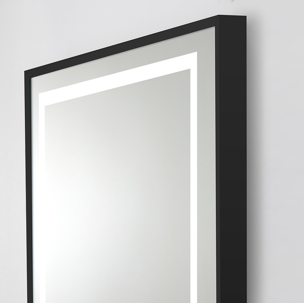 Зеркало BelBagno Kraft 108.5 SPC-KRAFT-1085-685-TCH-WARM-NERO с подсветкой с подогревом Черное с сенсорным выключателем