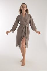 Халат женский вафельный бамбук  0470 бежевый NUSA