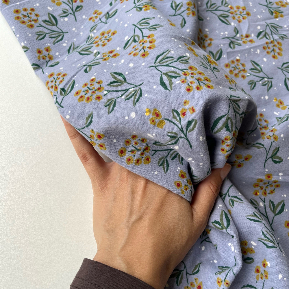 Фланель Снежная рябина на голубом