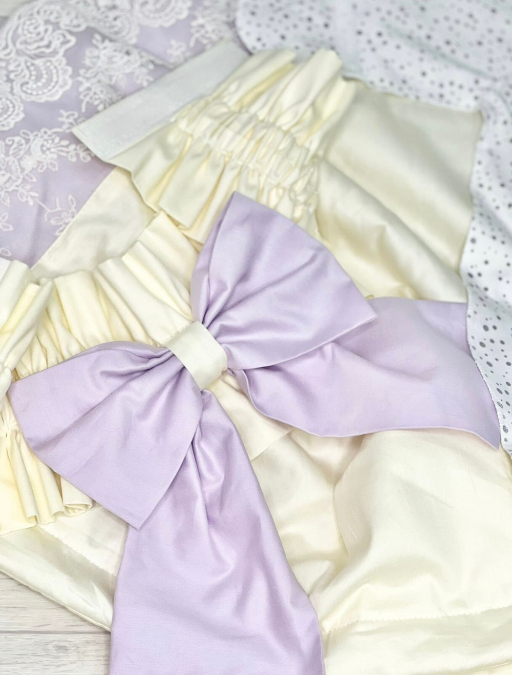 Комплект на выписку "Воздушный пломбир" (4 пр.) - лето (Цвет: Молочно-сиреневый)