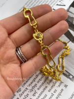 Пояс Скиап. золотистый с Птицей и звеньями в форме замочных скважин 85 см