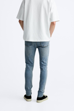 ZARA ДЖИНСЫ SKINNY FIT, ВЫЦВЕТШИЙ СИНИЙ