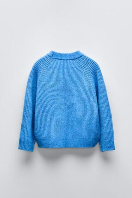 ZARA ТРИКОТАЖНЫЙ СВИТЕР, ВАСИЛЬКОВЫЙ