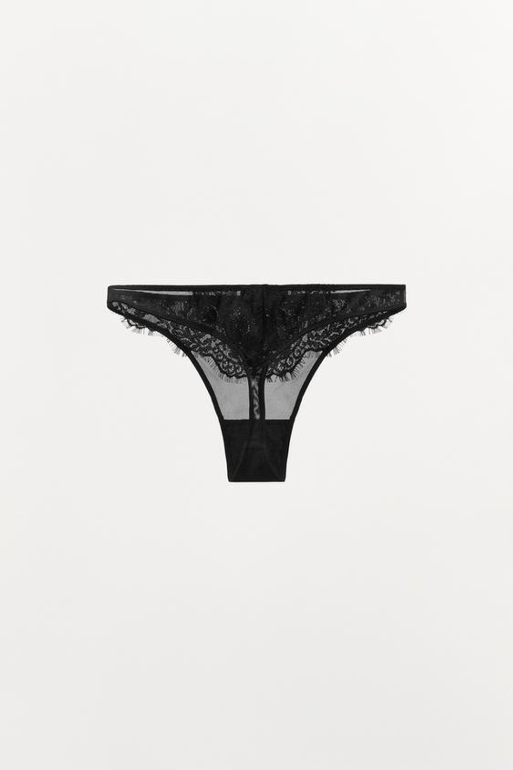 ZARA ТРУСЫ ТАНГА ИЗ СЕТЧАТОЙ ТКАНИ С КРУЖЕВОМ, ЧЕРНЫЙ