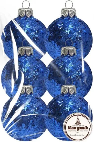 Набор пластиковых шаров Серпантин, 85 мм., 6шт., синий, ПромЕлка (НШИПЛС-85Blue)