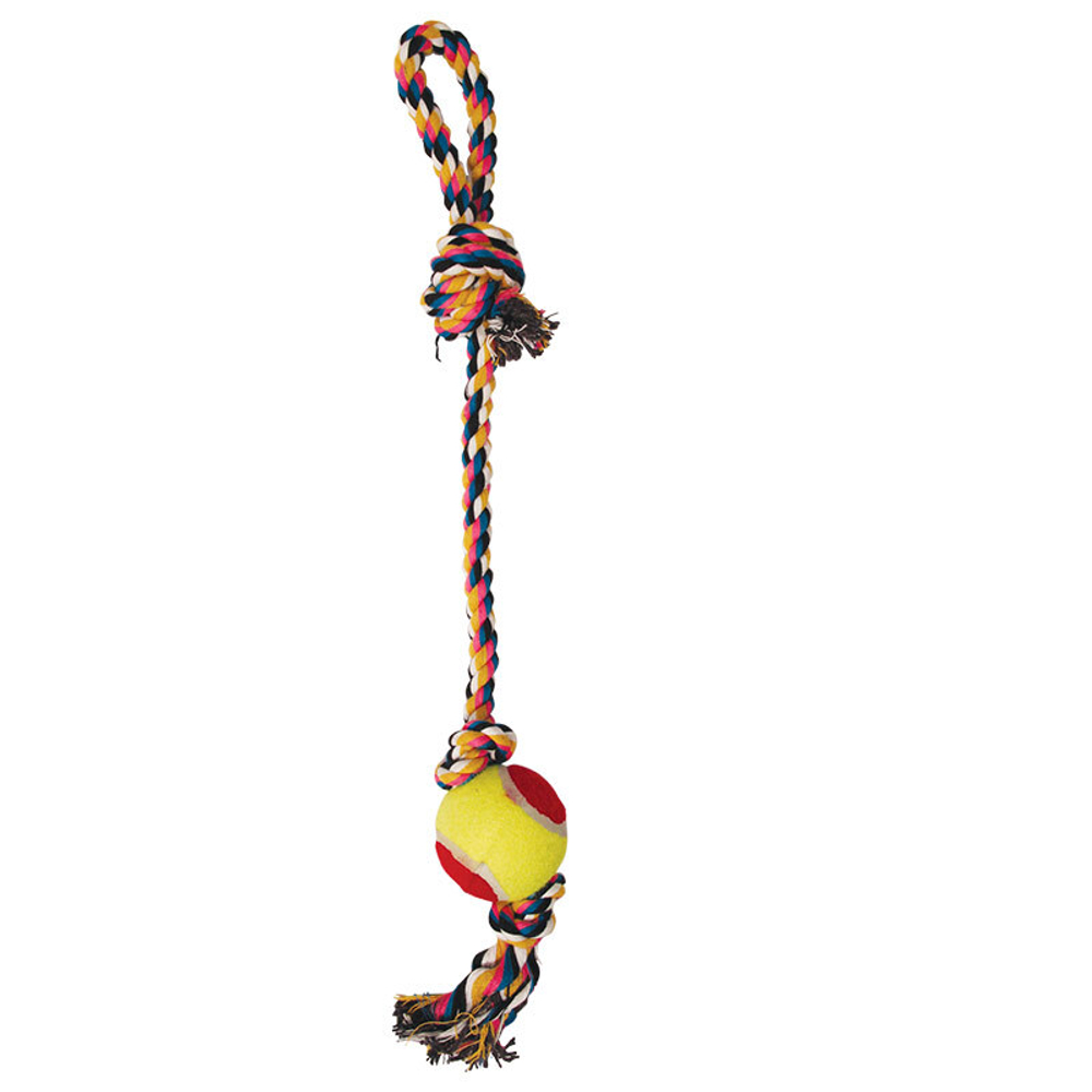 Игрушка для собак "Верёвка с петлей, 2 узла и мяч", d65/430мм, Triol