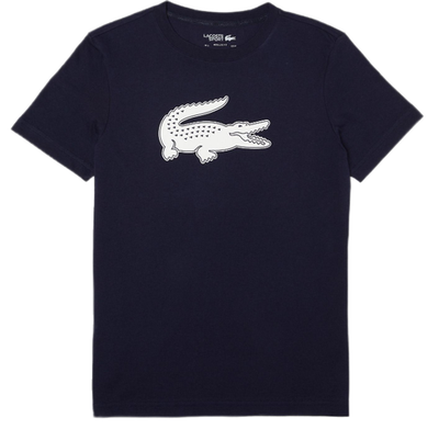 Мужская теннисная футболка Lacoste SPORT 3D Print Crocodile Breathable Jersey T-shirt - navy blue/white