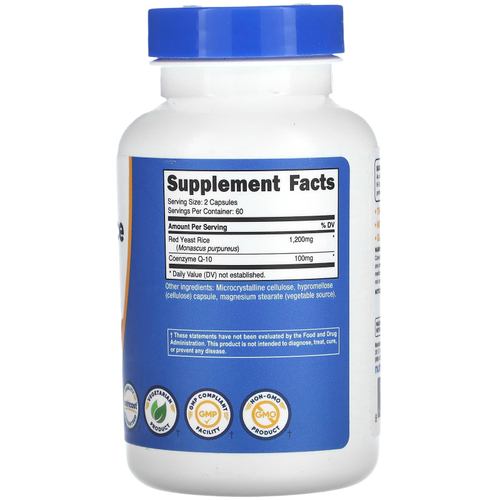 Nutricost, красный ферментированный рис с коэнзимом Q10, 120 капсул