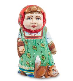 Народные промыслы РД-202 Фигурка Маня с котом (Резная) 22см