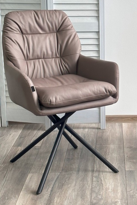 Стул РАЛЬФ ДАНС 180 град. поворотн, ORACUL 290 Таупе, экокожа / Черный каркас M-City