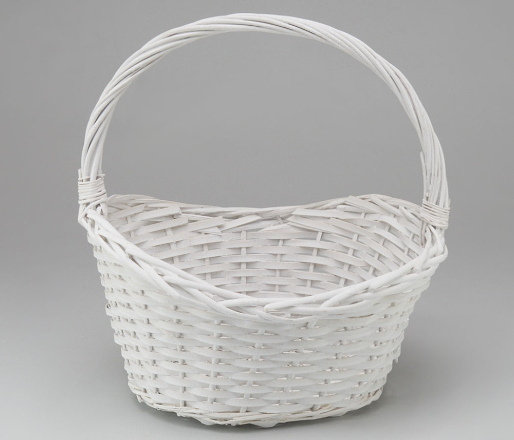 Корзина 38х33/13см Ива с ручкой (Белый)