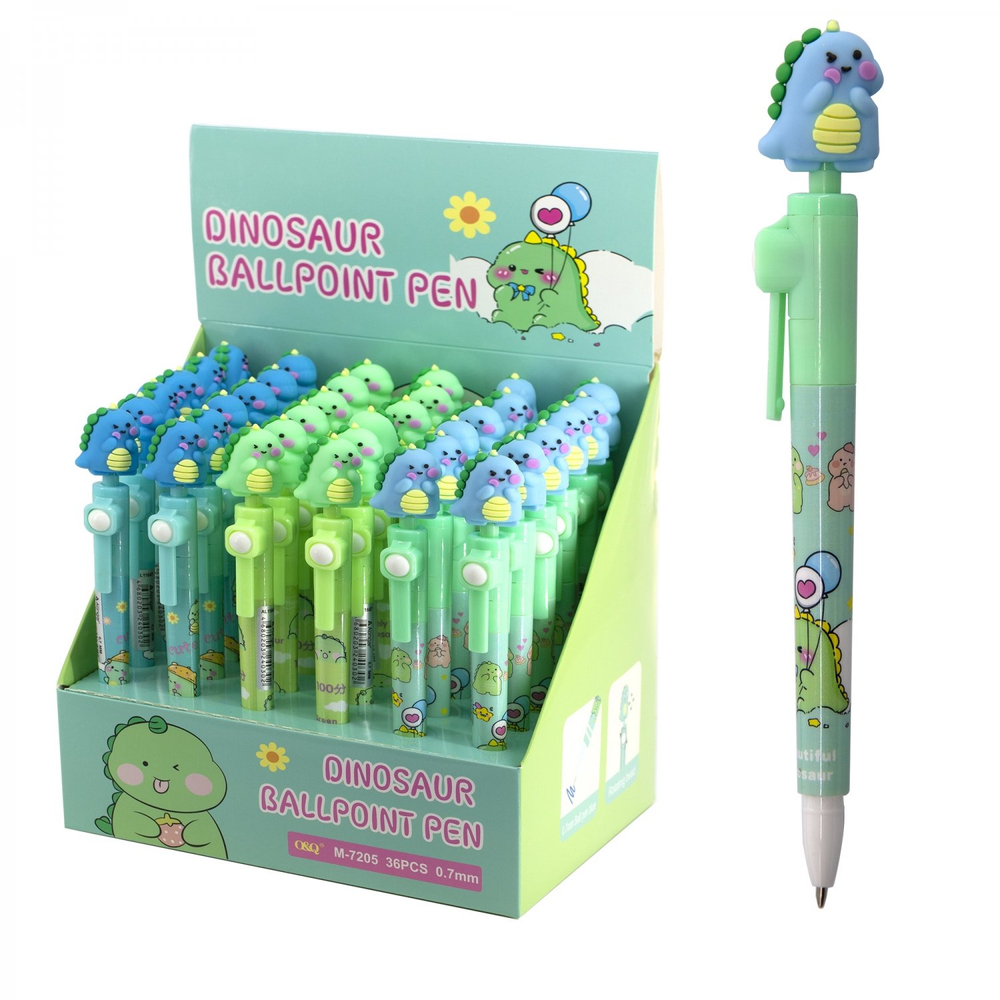 Ручка шариковая Alingar, "Динозаврик", 0,7 мм, синяя, вращающаяся игрушка, круглый, цветной, пластиковый корпус, карт. уп.