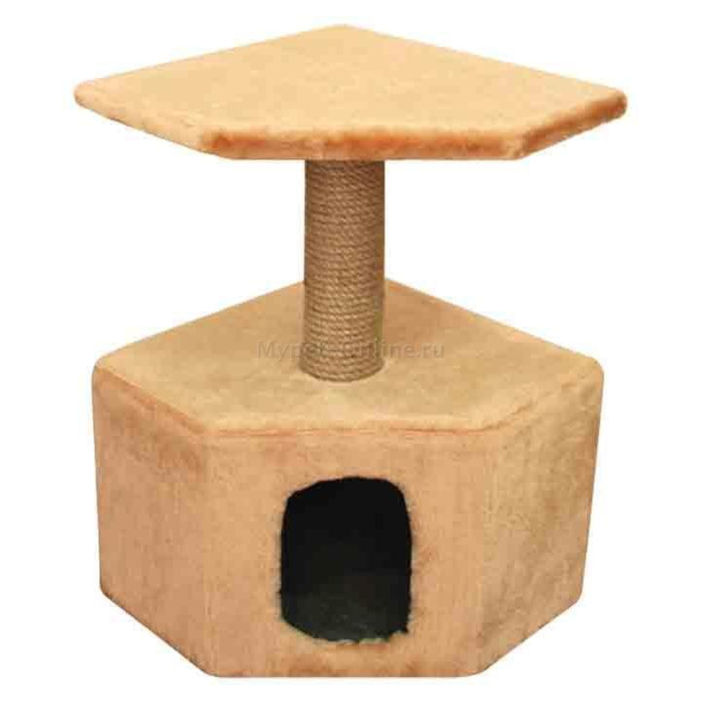 Игровой комплекс для кошек угловой однотонный, 310*310*680мм, Gamma