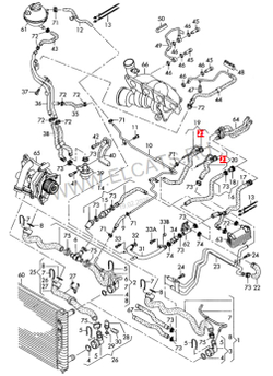 Фланец / Муфта системы охлаждения VAG / Audi / Volkswagen / Seat / Skoda / RVLT-1K0122291C