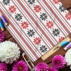 Ткань атлас полосатый узор на славянской рубахе с вышивкой