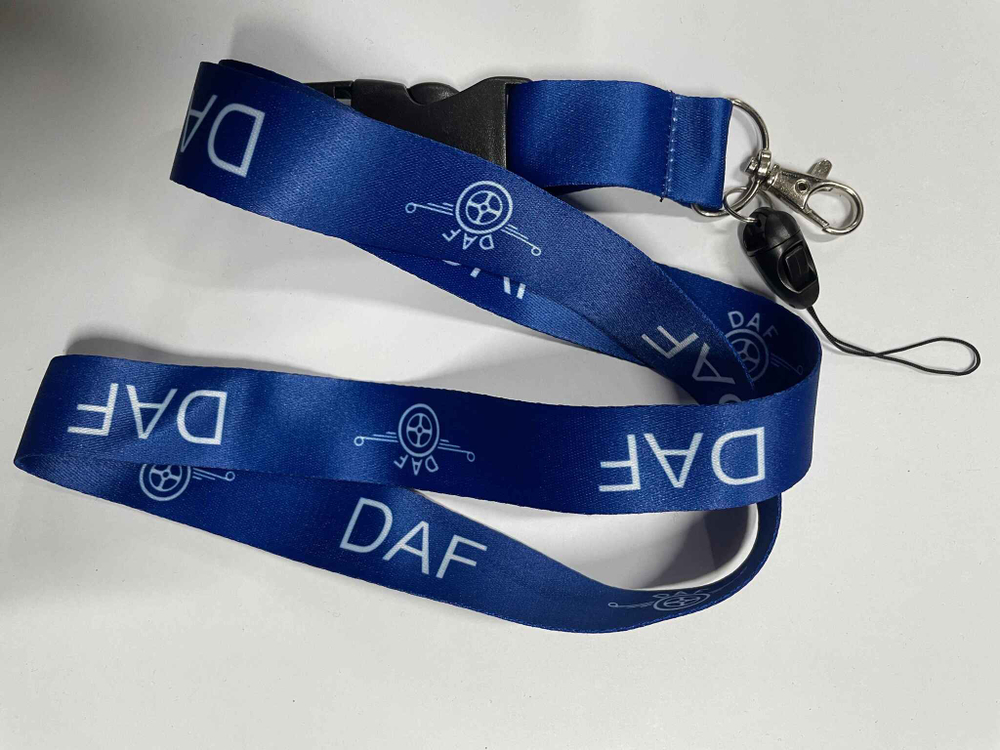 DAF (Cиний) / Брелок, шнурок для ключей на шею DAF (ДАФ), ланъярд, крафт, синий (1 шт)