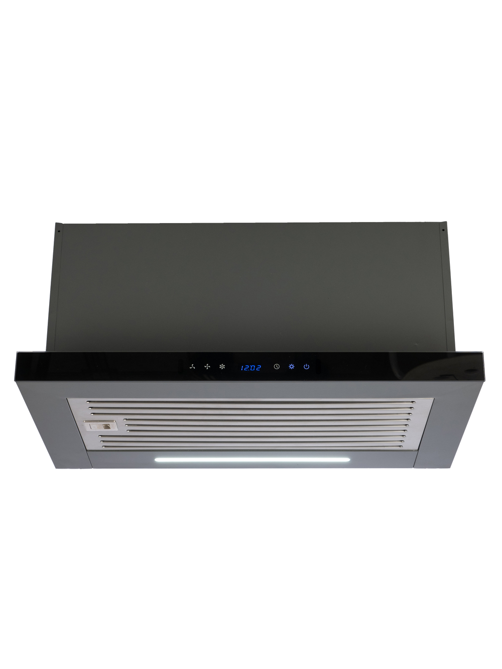 Вытяжка кухонная MACBI Perfa-60G-baf (GREY) серый, D150мм, 1200м3/ч, полновстраиваемая, мотор 230Ватт, стекло 60см, сенсорное управление + управление жестами