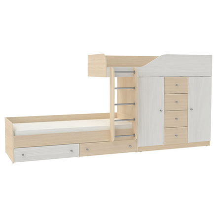 Двухъярусная кровать КарИВи Астра 6  Дуб Молочный Белое Дерево