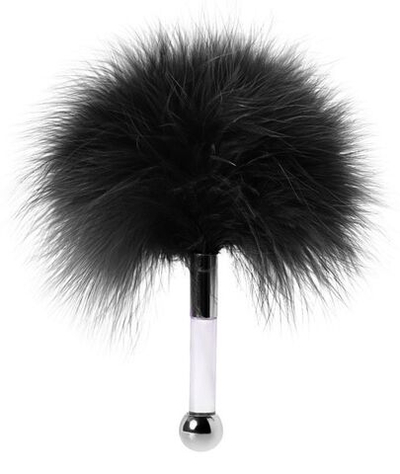 Кисточка для щекотания с черными пёрышками - 13 см. (Цвет: черный)