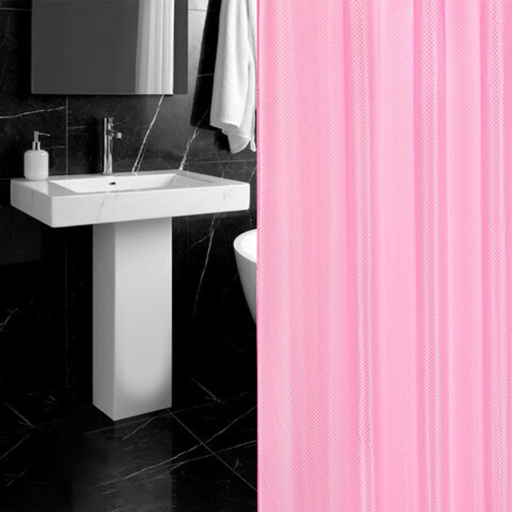 Шторка для ванной ПОЛИЭСТЕР, 180х180 см, кольца в комплекте,розовый бриллиант, PRIMILA, 700092