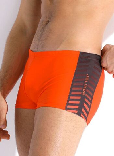 Мужские пляжные боксеры с брендированной вставкой сбоку (Размер: XL) (Цвет: оранжевый)