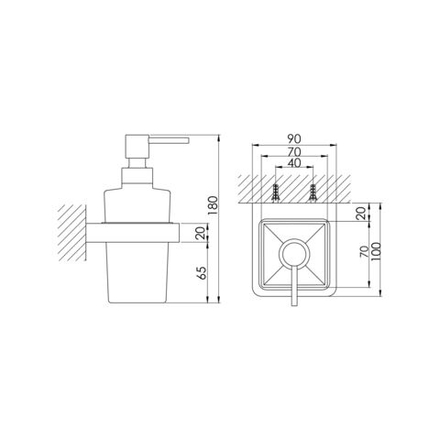 Steinberg Серия 420 Держатель с дозатором для жидкого мыла, белое сатин. стекло, хром 420 8001