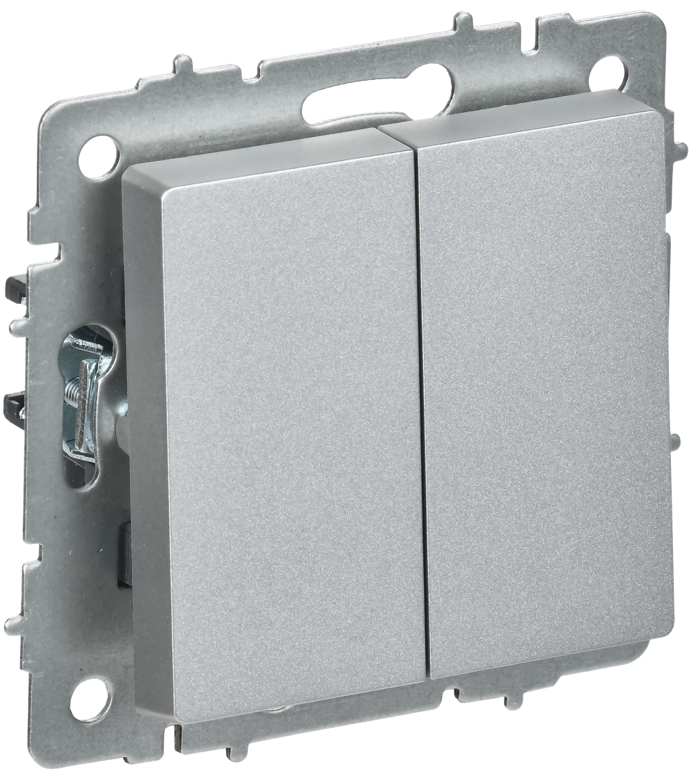 BRITE Выключатель 2-клавишный перекрестный 10А ВС10-2-3-БрА алюминий IEK