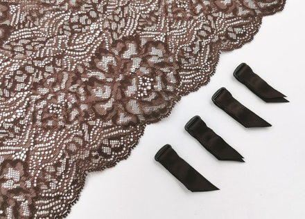 _Чулкодержатель (с атласной лентой). Шоколад, 10мм, (Арт: CHL-111), 4 ШТ