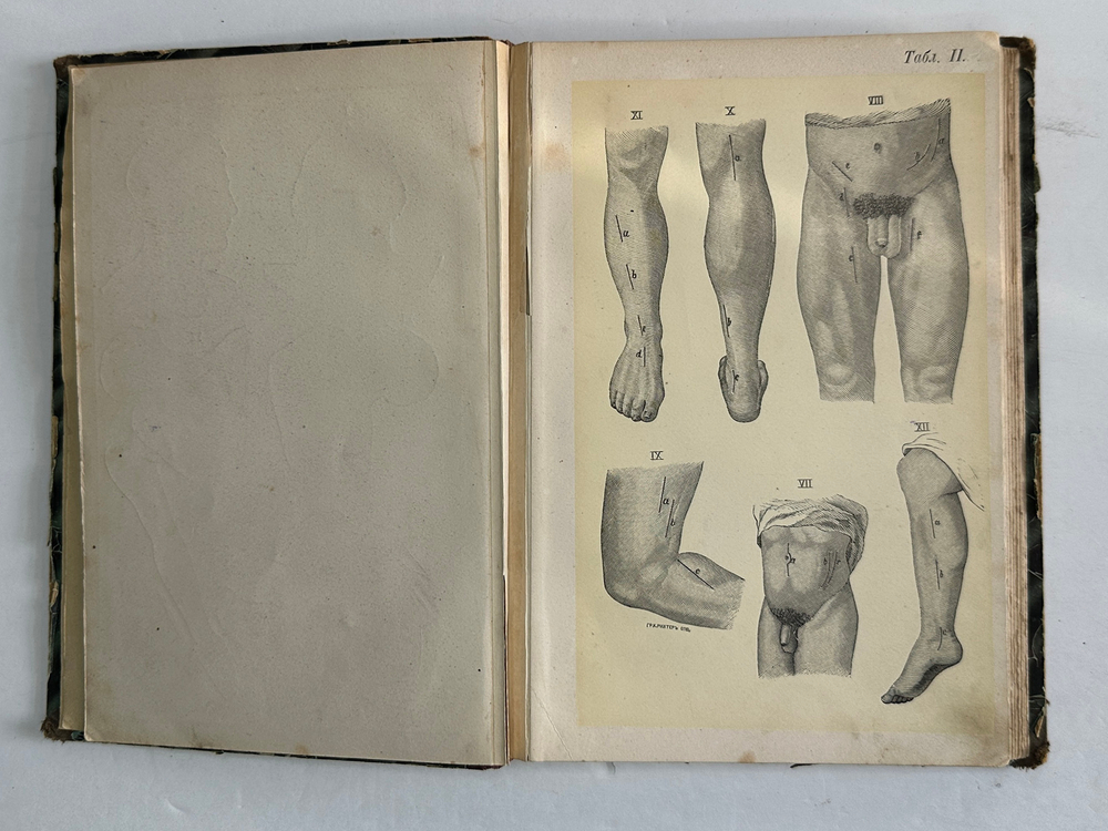 Пирогов Н. Атлас "Анатомия артериальных стволов и фиброзных фасций", 1837г. Дерпт, 54 л. цв. таб.