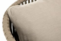 "Мальорка" кресло плетеное из роупа, основание дуб, роуп серо-коричневый 23мм, ткань бежевая 052