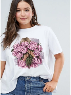 Футболка девушка с пионами