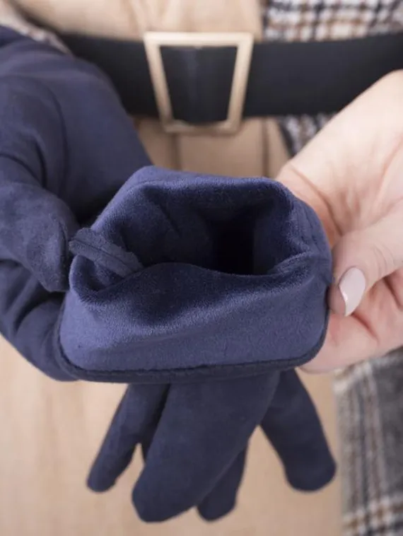 Перчатки женские, безразмерные, с утеплителем, цвет синий