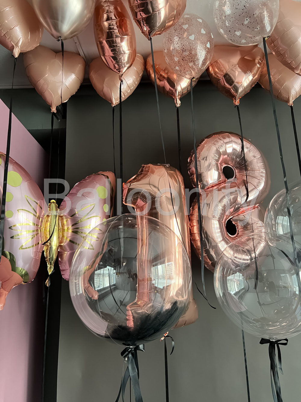 Набор шаров "Радость бабочки" цифра+фигура+шары россыпью