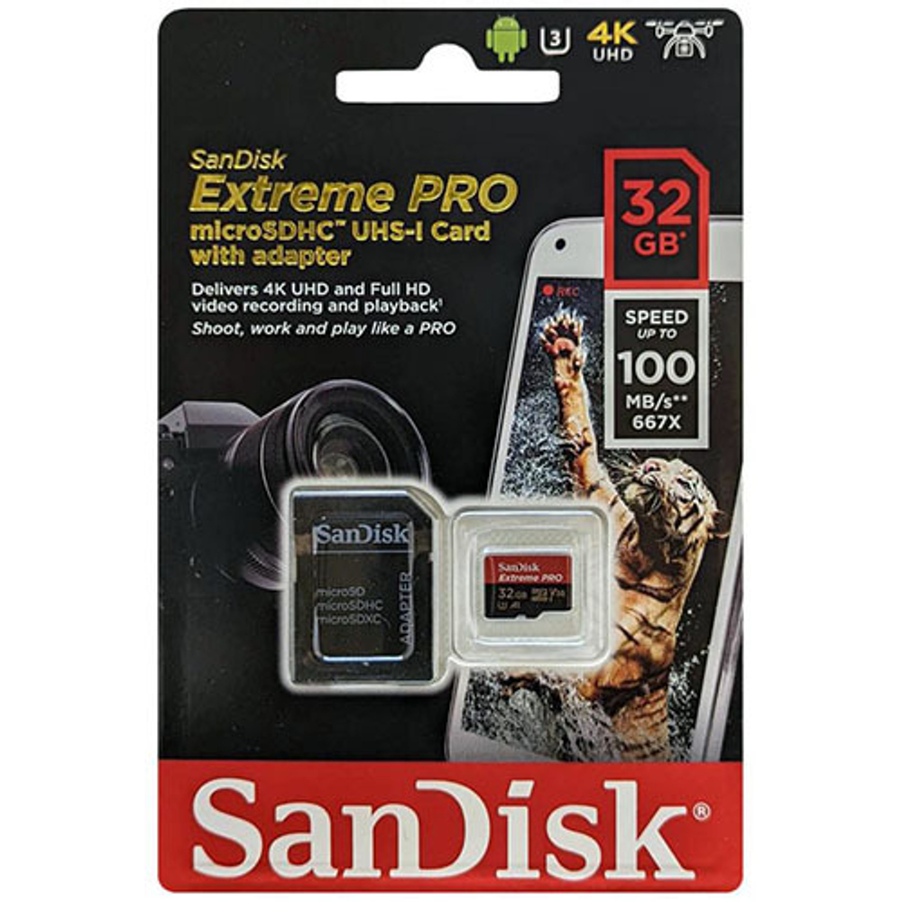 Флеш карта SanDisk Extreme PRO microSDXC™ UHS-I - 32 ГБ 100/90MB/s