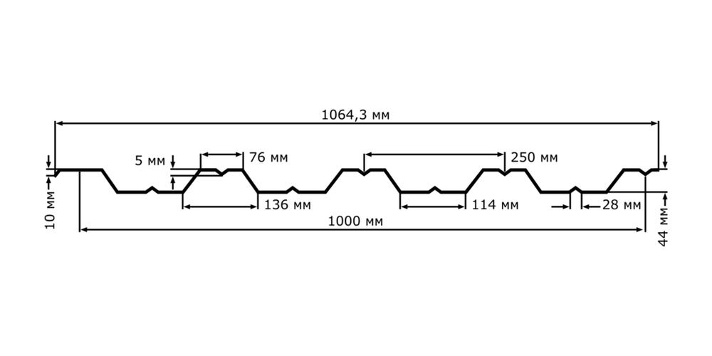 Профлист С-44/1000 0,8 мм оцинкованный