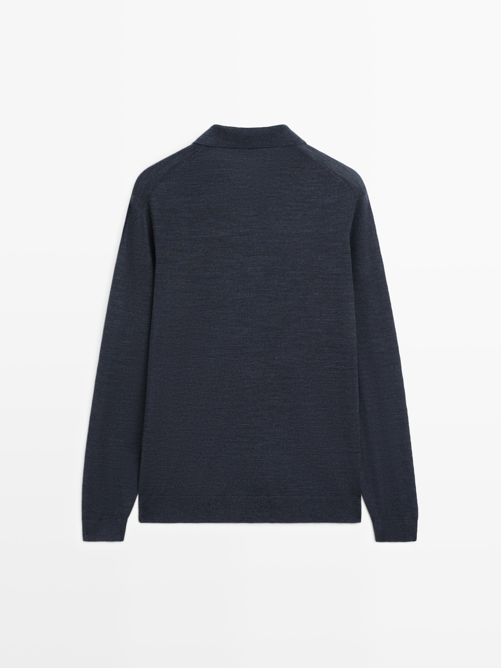 Massimo Dutti Шерстяной свитер с воротником поло, морской темно-синий