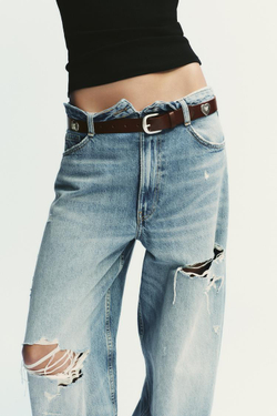 ZARA КОЖАНЫЙ РЕМЕНЬ С ЗАКЛЕПКАМИ В ВИДЕ СЕРДЕЦ, ТЕМНО-РОЗОВЫЙ