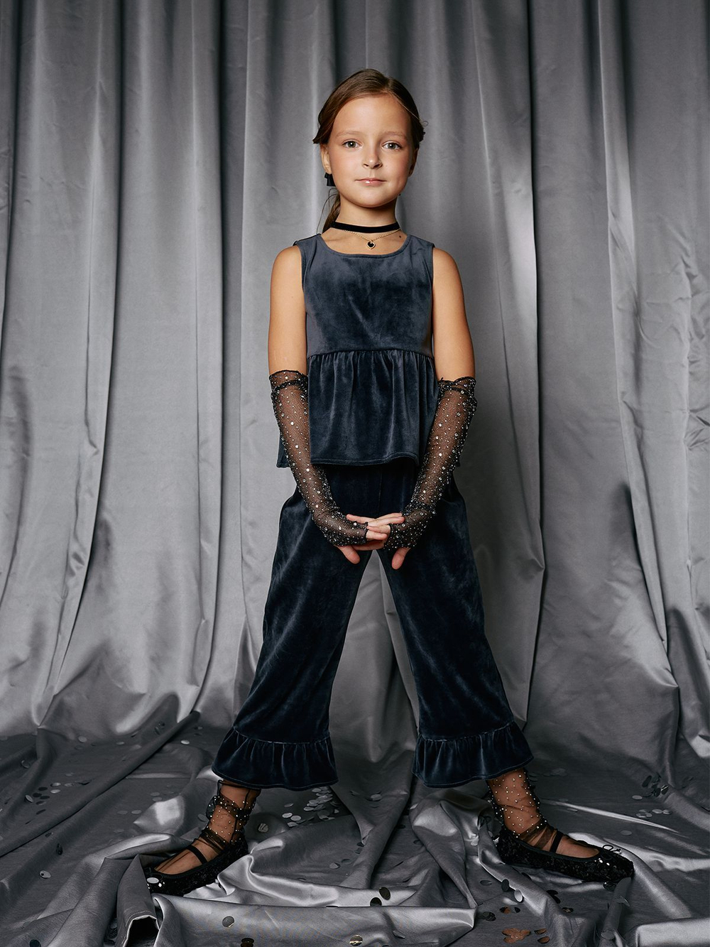 Велюровая туника укороченная Mjölk Mist Grey