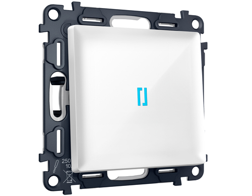 MA102060 Комплект механизма 1-кл выключателя с самовозвратом с подсветкой 10000K ALFA Белый глянец QUANT (AP1020, VM113, G17B)