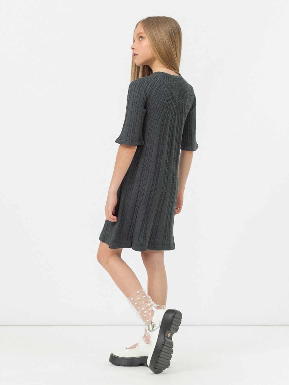 Платье для девочки AT445 темно-серый