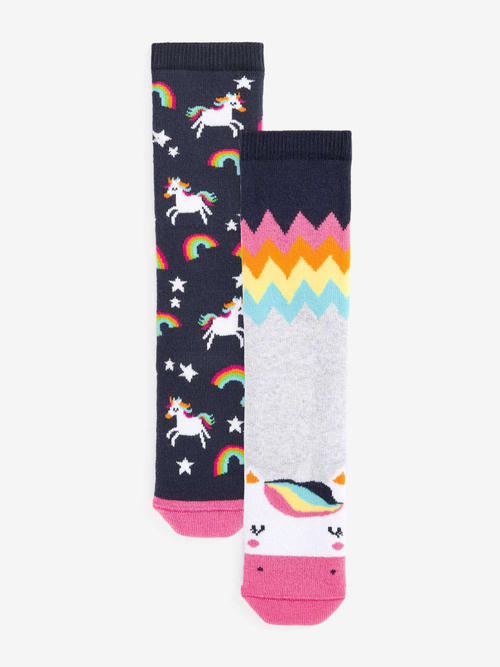 Носки хлопковые для девочки Next U32-735, 2 шт., Темно-синий, Серый