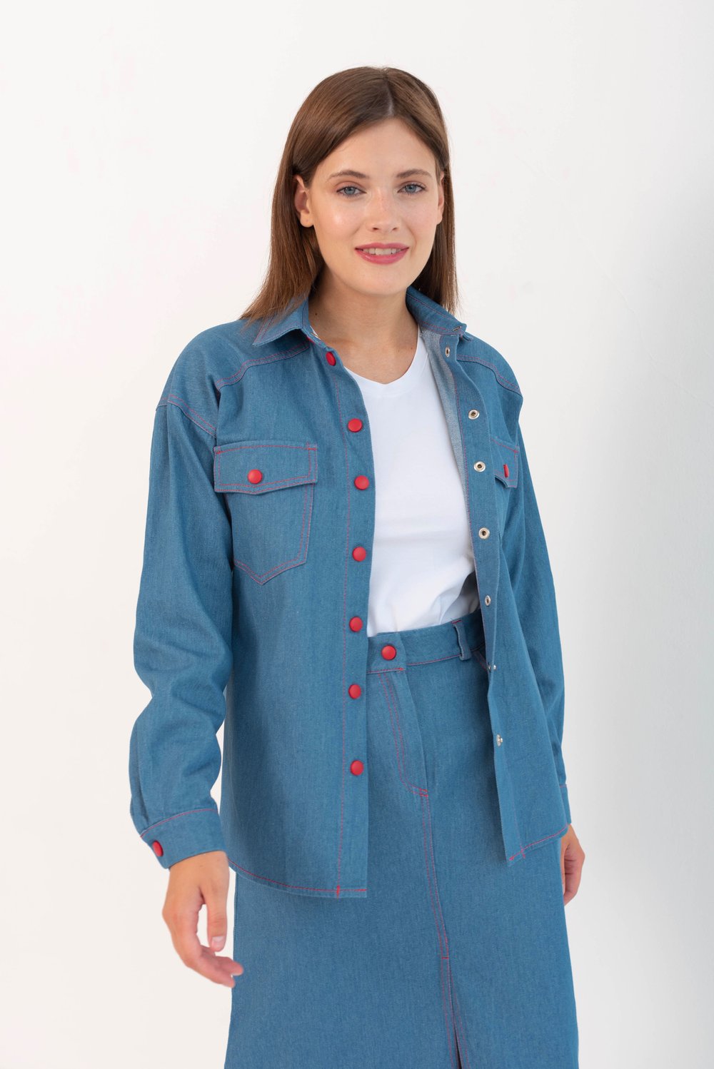 Джинсовая рубашка  из хлопка