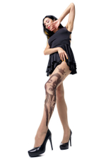 Колготки +size с принтом в виде королевы (Размер: XL-XXL-XXXL) (Цвет: бежевый)