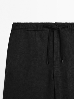 Massimo Dutti Брюки-джоггеры из 100% льна, черный