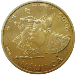 Португалия 10 евро 2003 года ''Морское дело. Иберо-Америка'' позолота (AU)
