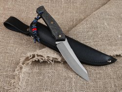 Нож для бушкрафта "Велес", сталь VG-10/Elmax, рукоять карбон (черный спейсер)