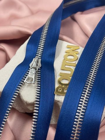 Молния металл Riri, на атласной тесьме 6 мм, серебристая, цвет синий 9603