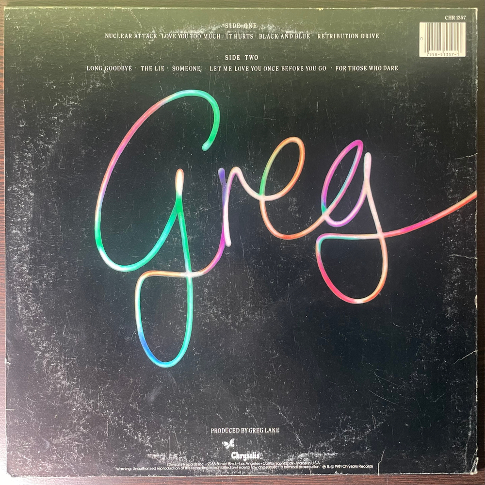 Greg Lake ‎– Greg Lake (США 1981г.)