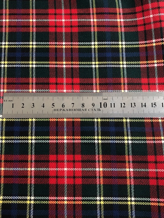 Костюмная принт клетка, красный/зеленый/синий на черном BST