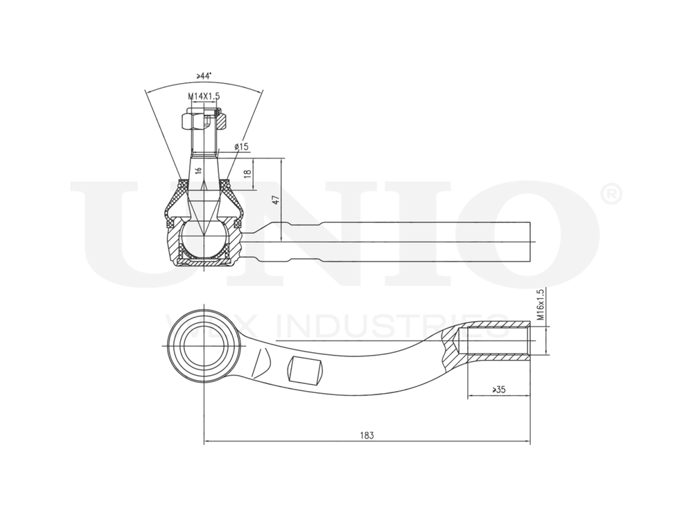 Наконечник рулевой левый UNIO SSP-10083